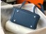 Hermes Mini Lindy Bag In Blue Agate Clemence Leather