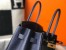 Hermes Navy Blue Clemence Birkin 35cm Bag
