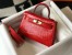 Hermes Kelly Mini II Bag In Red Embossed Crocodile Calfskin