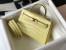 Hermes Kelly Mini II Bag In Jaune Poussin Embossed Crocodile Calfskin