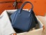 Hermes Lindy 30cm Bag In Blue Agate Clemence Leather 