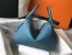 Hermes Lindy 30cm Bag In Blue Jean Clemence Leather 