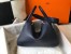Hermes Lindy 30cm Bag In Navy Blue Clemence Leather
