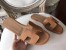 Hermes Oran Sandals In Brown Epsom Leather
