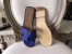 Hermes Oran Sandals In Blue Epsom Leather