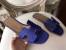 Hermes Oran Sandals In Blue Epsom Leather