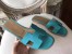 Hermes Oran Sandals In Lagon Epsom Leather