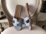 Hermes Oran Sandals In Blue Lin Epsom Leather