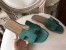 Hermes Oran Sandals In Malachite Epsom Leather