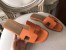 Hermes Oran Sandals In Orange Epsom Leather
