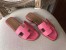 Hermes Oran Sandals In Rose Confetti Epsom Leather