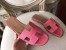 Hermes Oran Sandals In Rose Confetti Epsom Leather
