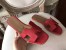 Hermes Oran Sandals In Red Epsom Leather