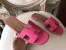 Hermes Oran Sandals In Rose Red Epsom Leather
