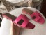 Hermes Oran Sandals In Rose Red Epsom Leather