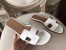 Hermes Oran Sandals In White Epsom Leather