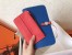 Hermes Bicolor Dogon Duo Wallet In Blue/Piment Leather