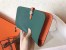Hermes Bicolor Dogon Duo Wallet In Malachite/Orange Leather