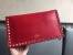 Valentino Medium Rockstud Clutch In Red Calfskin