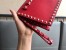 Valentino Medium Rockstud Clutch In Red Calfskin