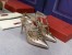 Valentino Rockstud Ankle Strap Pump 100mm In Gold Grainy Calfskin 