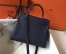 Hermes Navy Blue Clemence Kelly 32cm Retourne Bag