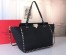 Valentino Medium Rockstud Tote In Black Grain Calfskin
