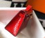 Hermes Kelly Pochette Bag In Red Embossed Crocodile Leather