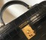 Hermes Kelly Mini II Bag In Black Embossed Crocodile Calfskin
