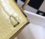 Hermes Kelly Mini II Bag In Jaune Poussin Embossed Crocodile Calfskin