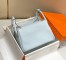 Hermes Lindy 26cm Bag In Blue Brume Clemence Leather GHW