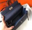 Hermes Navy Blue Clemence Kelly 32cm Retourne Bag