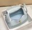 Hermes Lindy 30cm Bag In Blue Brume Clemence Leather GHW