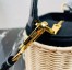 Prada Bucket Bag In Wicker and Black Canvas 