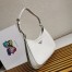 Prada Cleo Shoulder Large Bag In White Brushed Leather 