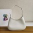 Prada Cleo Shoulder Large Bag In White Brushed Leather 