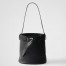 Prada Buckle Bucket Bag with Belt in Black Calfskin