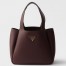 Prada Small Tote Bag in Burgundy Grained Leather