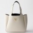 Prada Small Tote Bag in White Grained Leather