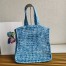 Prada Small Tote Bag In Blue Raffia