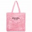 Prada Small Tote Bag In Pink Raffia