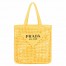 Prada Small Tote Bag In Yellow Raffia