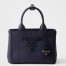 Prada Jardiniere Small Tote Bag in Blue Cotton Canvas