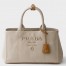 Prada Jardiniere Large Tote Bag in Natural Cotton Canvas 