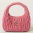 Miu Miu Wander Hobo Bag in Begonia Pink Matelasse Leather