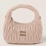 Miu Miu Wander Hobo Bag in Powder Pink Matelasse Leather
