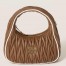 Miu Miu Wander Hobo Bag in Cognac Matelasse Nappa Leather