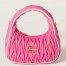 Miu Miu Wander Hobo Bag in Fuchsia Matelasse Nappa Leather