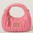 Miu Miu Wander Hobo Mini Bag in Begonia Pink Matelasse Leather