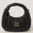 Miu Miu Wander Hobo Mini Bag in Black Matelasse Leather